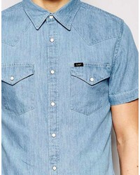 Chemise à manches courtes en denim bleue Lee