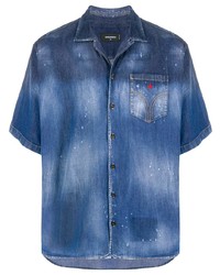 Chemise à manches courtes en denim bleue DSQUARED2