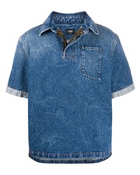 Chemise à manches courtes en denim bleue Fendi