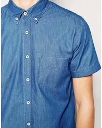 Chemise à manches courtes en denim bleue
