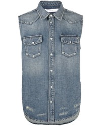 Chemise à manches courtes en denim bleue IRO