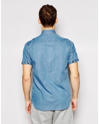 Chemise à manches courtes en denim bleue Jack and Jones