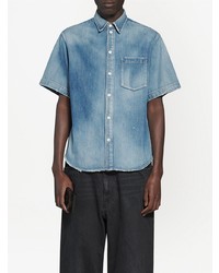 Chemise à manches courtes en denim bleue Balenciaga