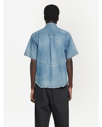 Chemise à manches courtes en denim bleue Balenciaga