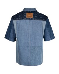 Chemise à manches courtes en denim brodée bleu clair Marine Serre