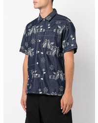 Chemise à manches courtes en denim brodée bleu marine Engineered Garments