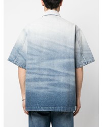 Chemise à manches courtes en denim imprimée bleu clair Botter