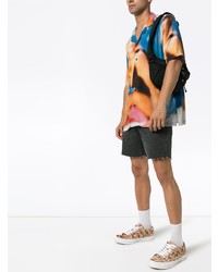 Chemise à manches courtes en denim imprimée multicolore Ksubi
