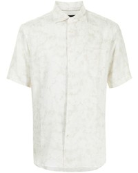 Chemise à manches courtes en lin à fleurs blanche D'urban