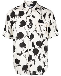 Chemise à manches courtes en lin à fleurs blanche Jacquemus