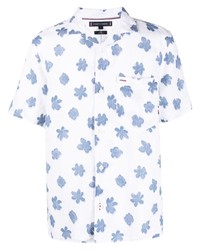 Chemise à manches courtes en lin à fleurs blanche Tommy Hilfiger