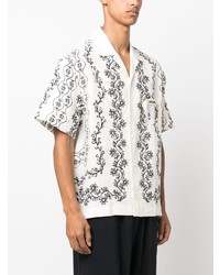 Chemise à manches courtes en lin à fleurs grise Jacquemus