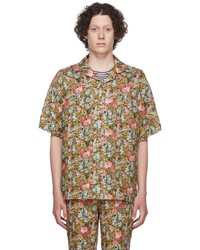 Chemise à manches courtes en lin à fleurs multicolore