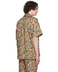 Chemise à manches courtes en lin à fleurs multicolore Erdem