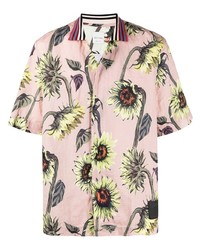 Chemise à manches courtes en lin à fleurs rose Paul Smith