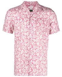 Chemise à manches courtes en lin à fleurs rouge Glanshirt