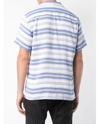 Chemise à manches courtes en lin à rayures horizontales bleu clair Orlebar Brown
