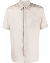 Chemise à manches courtes en lin beige 120% Lino