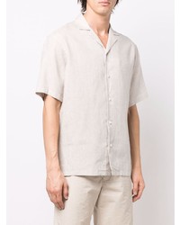 Chemise à manches courtes en lin beige Z Zegna