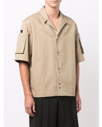 Chemise à manches courtes en lin beige Givenchy