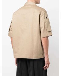 Chemise à manches courtes en lin beige Givenchy