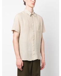 Chemise à manches courtes en lin beige 120% Lino