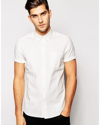 Chemise à manches courtes en lin blanche Asos