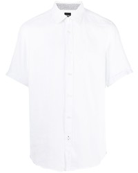 Chemise à manches courtes en lin blanche BOSS