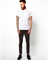 Chemise à manches courtes en lin blanche Asos