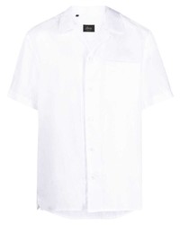 Chemise à manches courtes en lin blanche Brioni