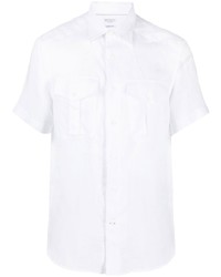 Chemise à manches courtes en lin blanche Brunello Cucinelli