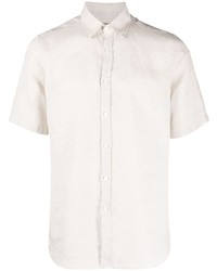 Chemise à manches courtes en lin blanche Canali