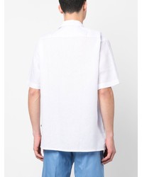 Chemise à manches courtes en lin blanche Brioni