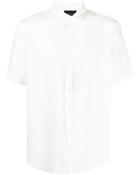 Chemise à manches courtes en lin blanche Emporio Armani