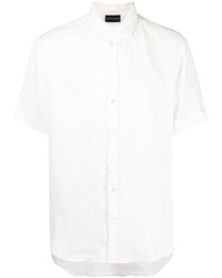 Chemise à manches courtes en lin blanche Emporio Armani