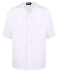 Chemise à manches courtes en lin blanche Giorgio Armani