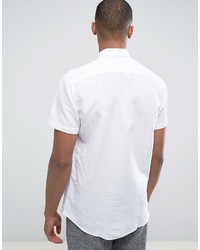 Chemise à manches courtes en lin blanche Selected