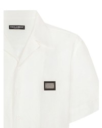Chemise à manches courtes en lin blanche Dolce & Gabbana