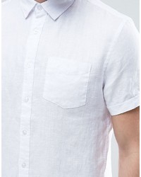 Chemise à manches courtes en lin blanche Celio