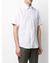 Chemise à manches courtes en lin blanche BOSS