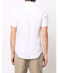 Chemise à manches courtes en lin blanche Giorgio Armani