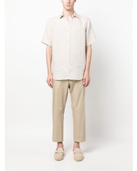 Chemise à manches courtes en lin blanche Canali