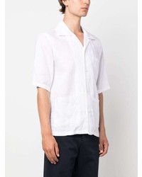 Chemise à manches courtes en lin blanche Aspesi