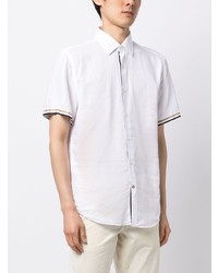 Chemise à manches courtes en lin blanche BOSS