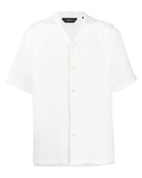 Chemise à manches courtes en lin blanche Zegna