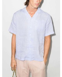 Chemise à manches courtes en lin bleu clair Frescobol Carioca