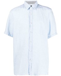 Chemise à manches courtes en lin bleu clair BOSS