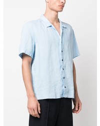Chemise à manches courtes en lin bleu clair Peserico