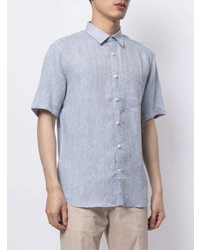 Chemise à manches courtes en lin bleu clair D'urban