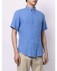 Chemise à manches courtes en lin bleu clair Polo Ralph Lauren